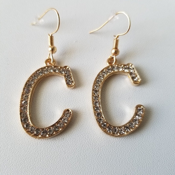 Letter Initials Rhinestone Letter Earrings New - Picture 3 of 6